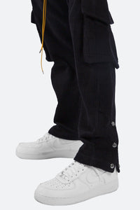 Corduroy Snap II Cargo Pants - Black