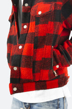 Load image into Gallery viewer, Flannel Sherpa Jacket - Black/Red
