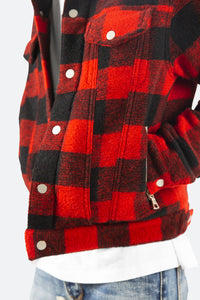 Flannel Sherpa Jacket - Black/Red